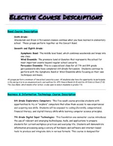 Elective Course Descriptions