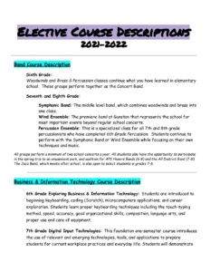 Elective Course Descriptions 2021-2022