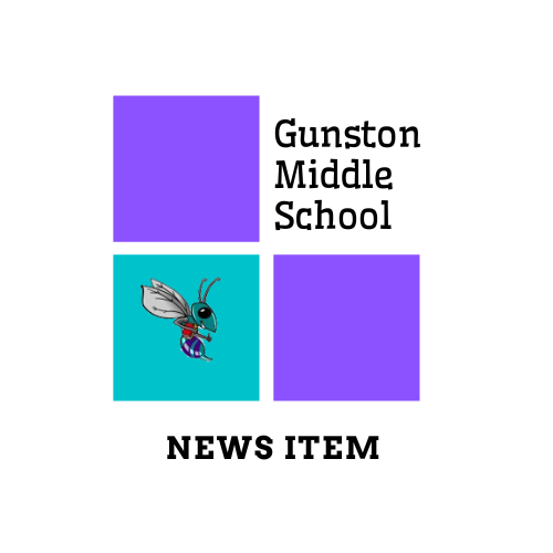 Gunston Middle School hornet logo and news item