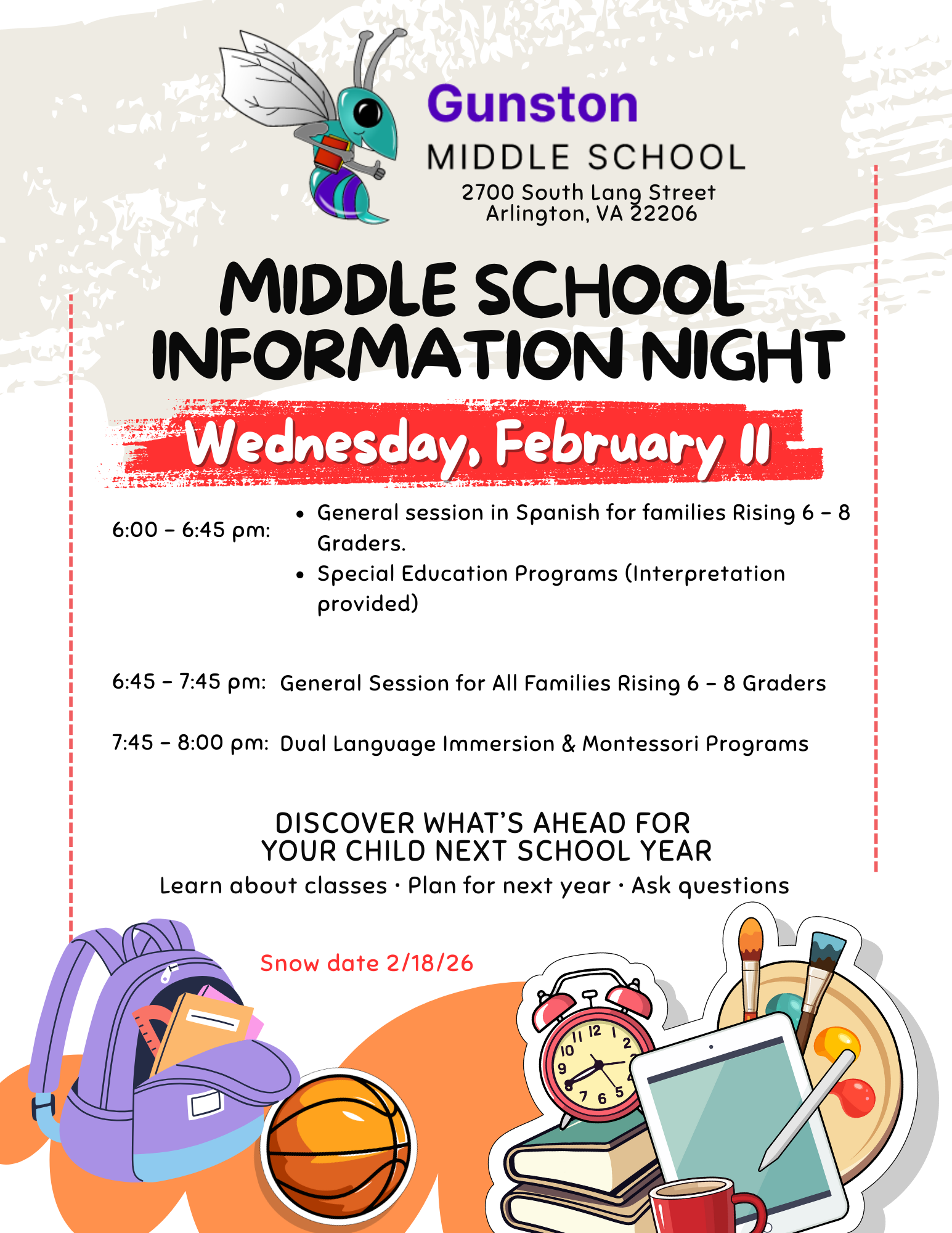 Update - school information night